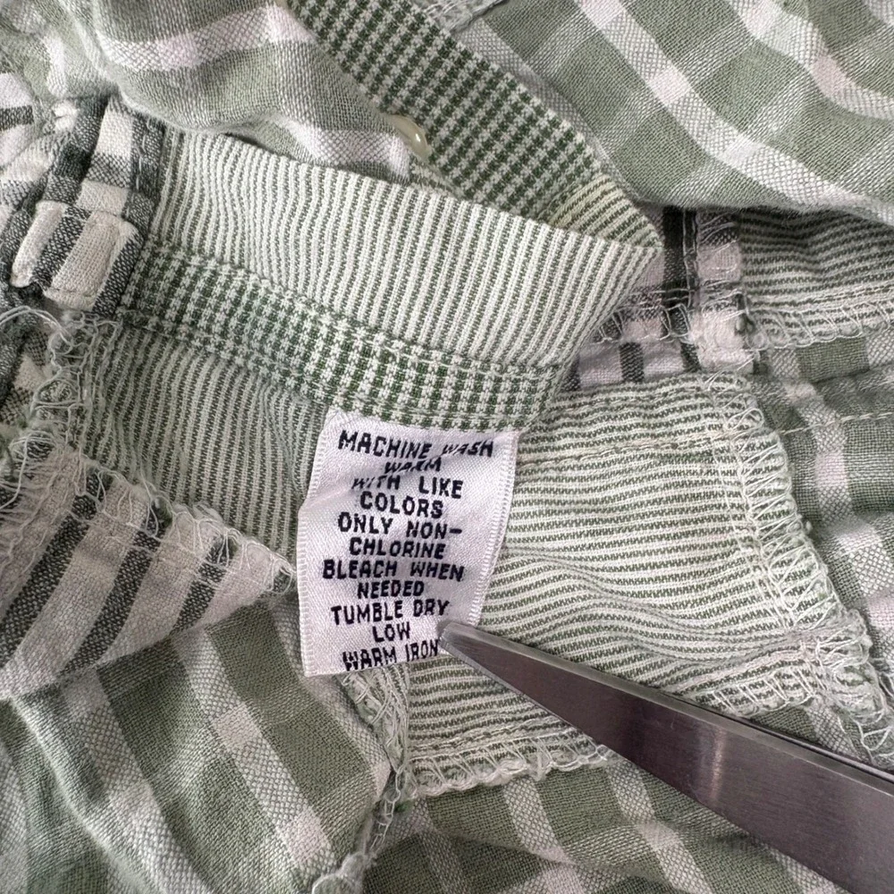 Brooks Brothers Sport Shirt Mens M Green Patchwork Button Up Short Sleeve Cotton